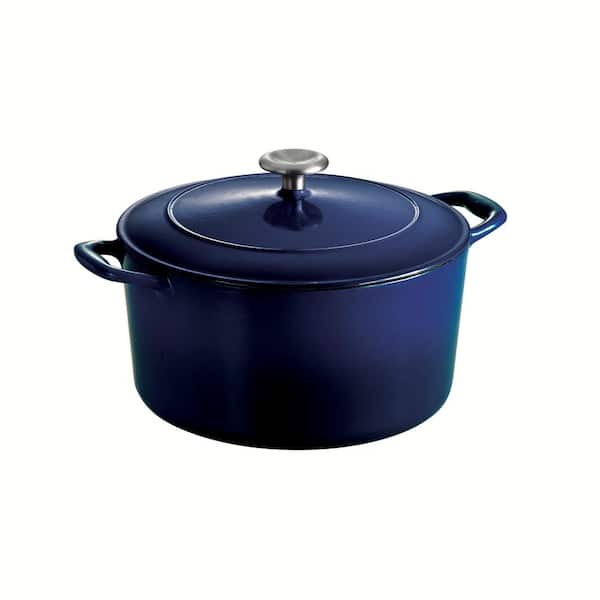 11 in Enameled Cast-Iron Series 1000 Grill Pan with Press - Gradated Cobalt