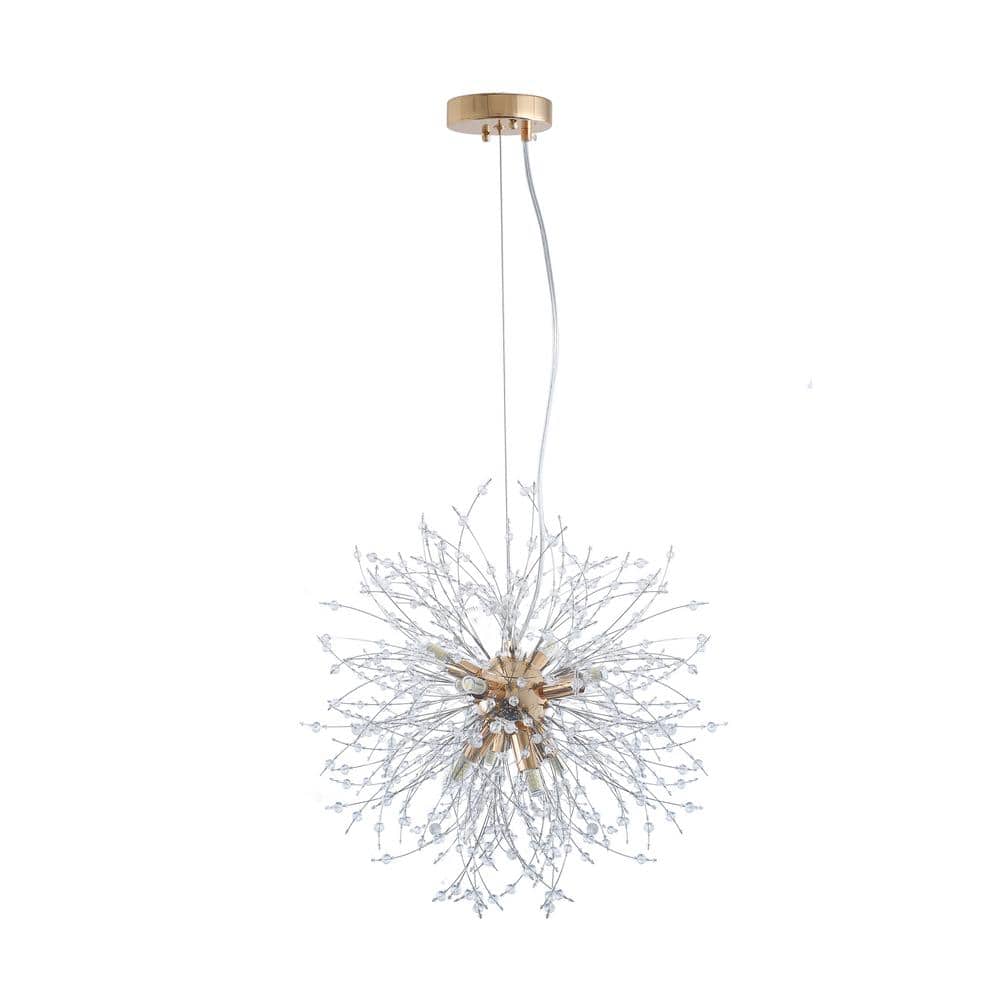 19.6 in. W 8-Light Modern Golden Iron 3 Color Lights Multi-Particle Spheric