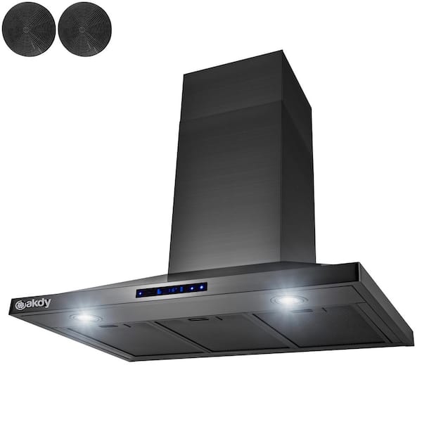 36 in. 450 CFM Convertible Wall Mount Range Hood in Black Stainless Steel