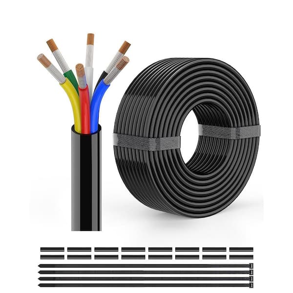 18 / 6 Conductor Stranded Tinned Copper PVC Electrical Wire, 50 ft, Flexible, Low Voltage Speaker Wire