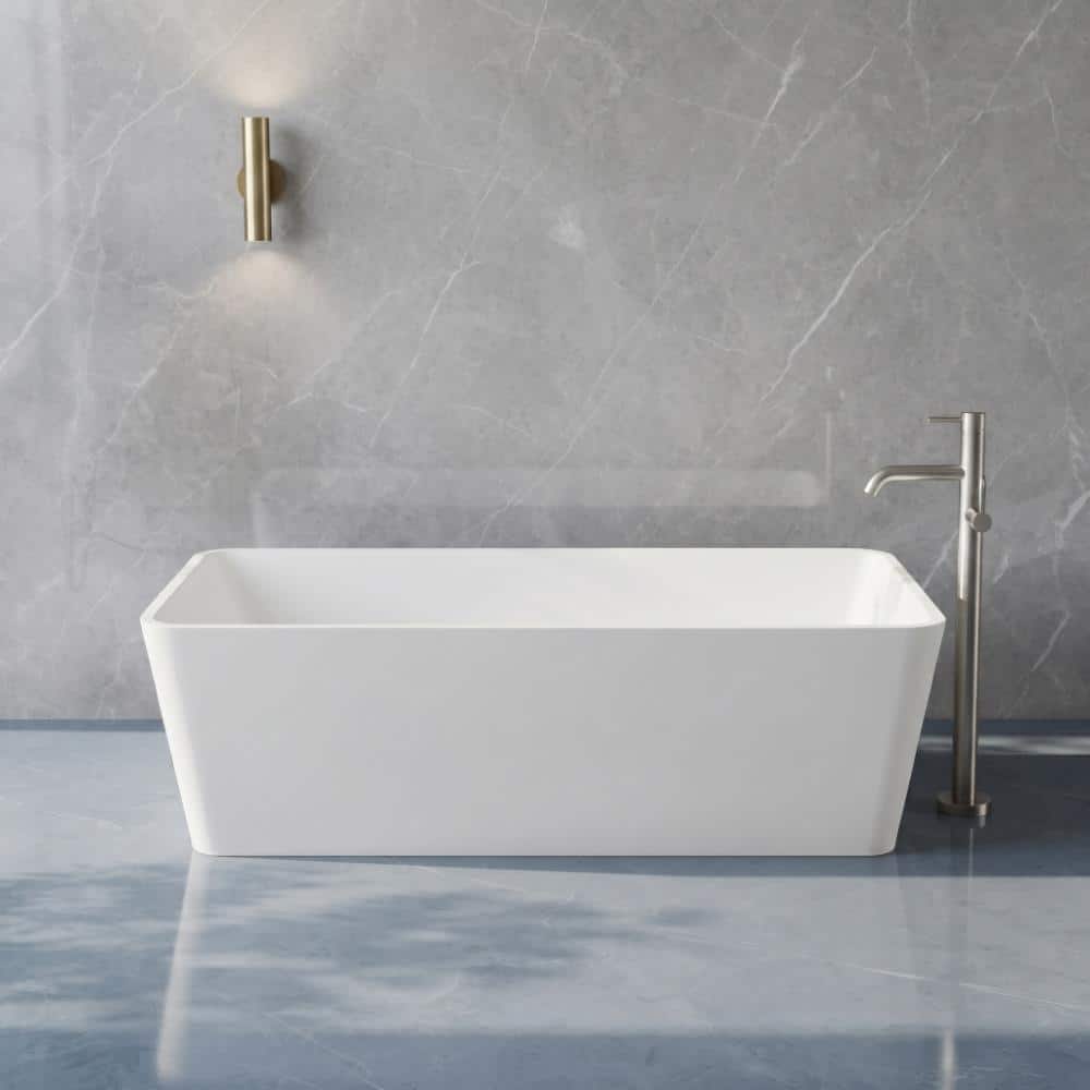 67 Inch Solid Surface Freestanding Soaking Bathtub, Rectangular Matte White Tub price history on PriceWatchPro