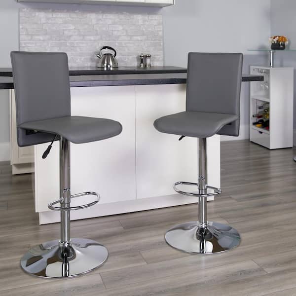 Flash Furniture 31.75 in. Adjustable Height Gray Cushioned Bar Stool