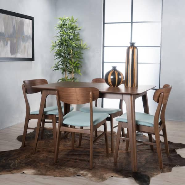 Noble House Lucious 5-Piece Mint and Natural Walnut Dining Set