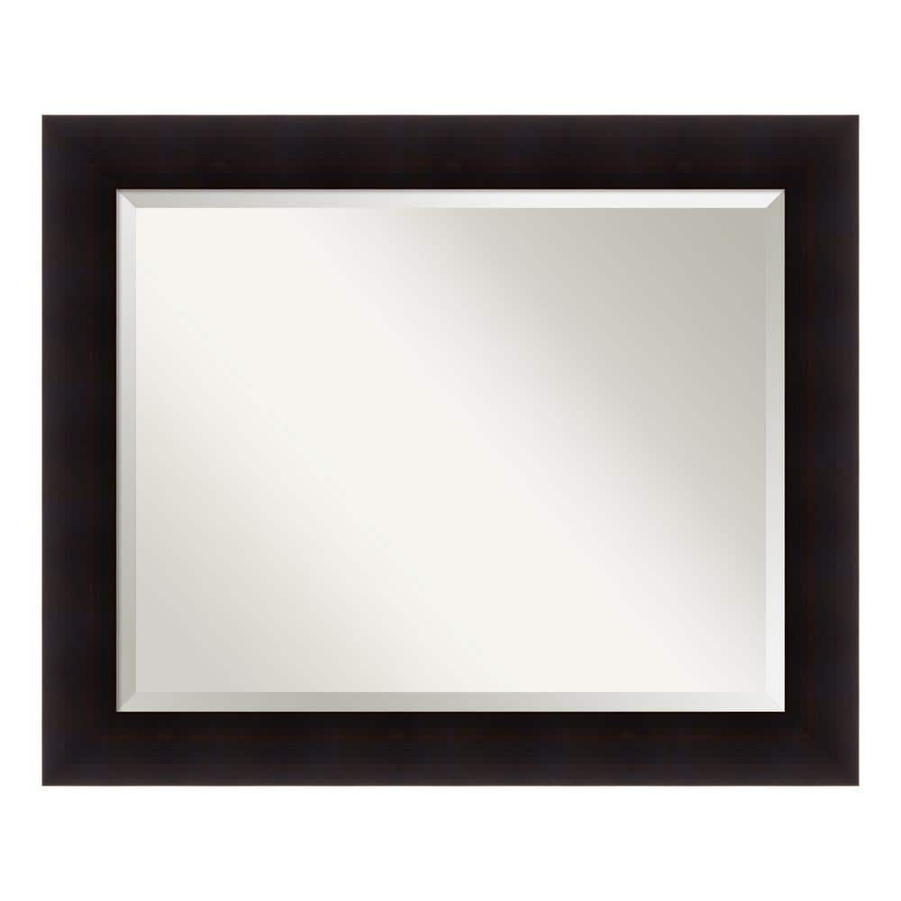 Portico Espresso 33.5 in. x 27.5 in. Beveled Rectangle Wood Framed Bathroom