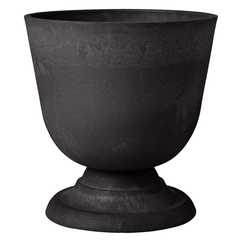 Black Recycled Plastic and Stone Medium Urn Planter