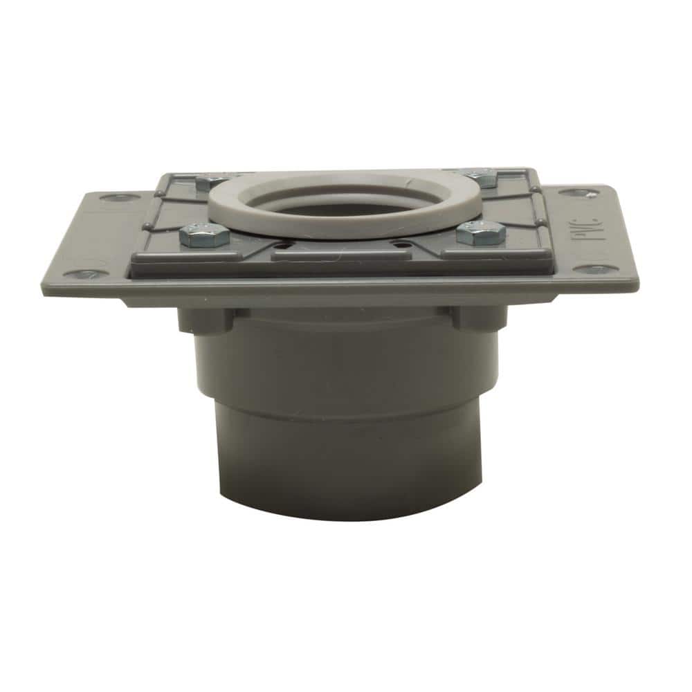 Gray PVC Shower Drain Base with Rubber Fitting