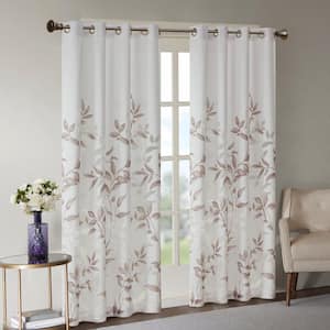 Vera Mauve Rayon/Polyester 50 in. W x 84 in. L Burnout Printed Semi- Sheer Curtain (Single Panel)