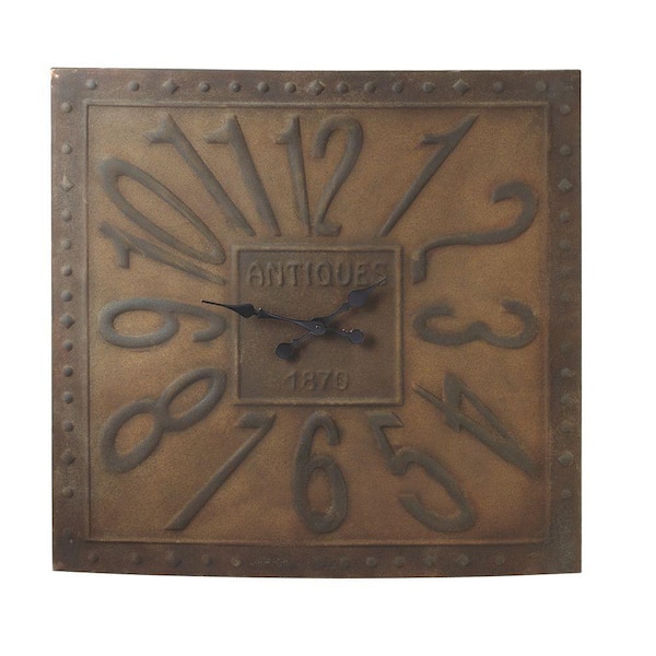 Filament Design Sundry 37.25 in. x 32.75 in. Antique Studded Wall Clock-DISCONTINUED
