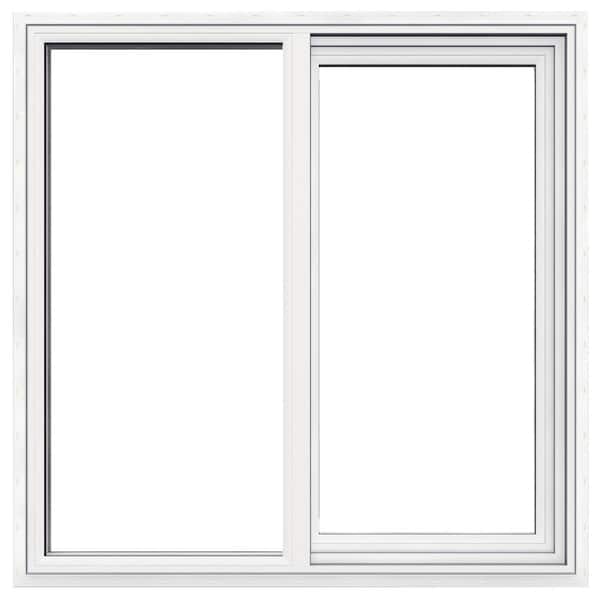 JELD-WEN 32 in. x 32 in. V-2500 Series White Left-Handed Sliding Vinyl Window with Fiberglass Mesh Screen