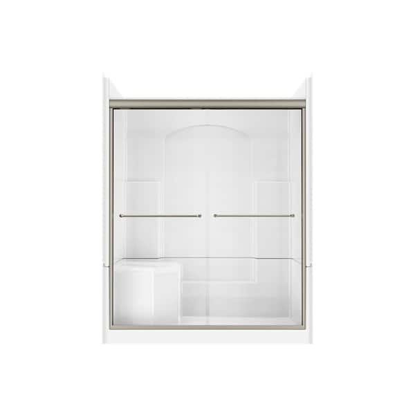 Accessible Living Alliance 60 in. L x 32 in. W x 77.5 in. H Alcove Right Drain Shower Door Kit in Brushed Nickel