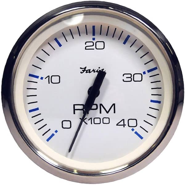 Faria Chesapeake Tachometer Gauge Diesel - White SS, 4 in.