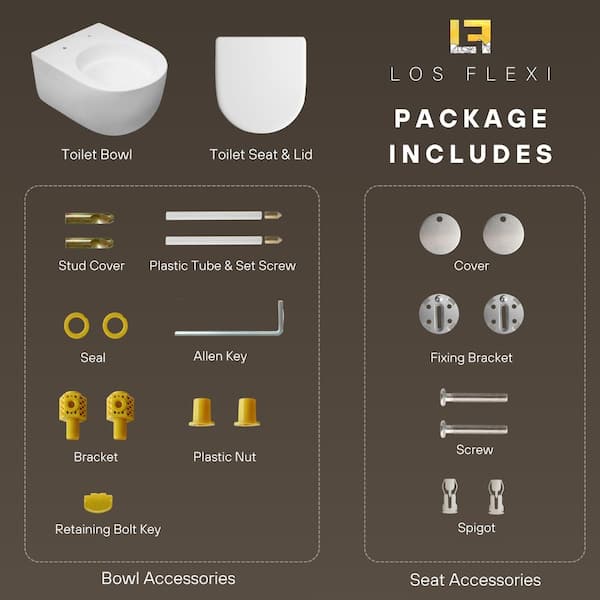 Round Wall-Hung Toilet Bowl White Modern Style with Powerful Tornado Flush, Easy-Clean Rimless Design, Adjustable Height