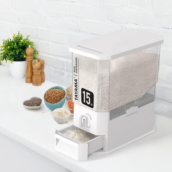 10kg Rice Food Storage Container Large Flour Box Rice Dispenser W