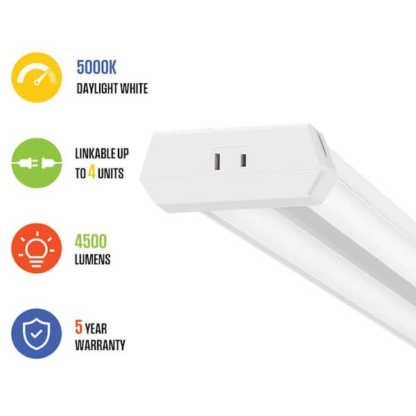 4 ft. 40-Watt 4500 Lumen Integrated LED White Shop Light Linkable
