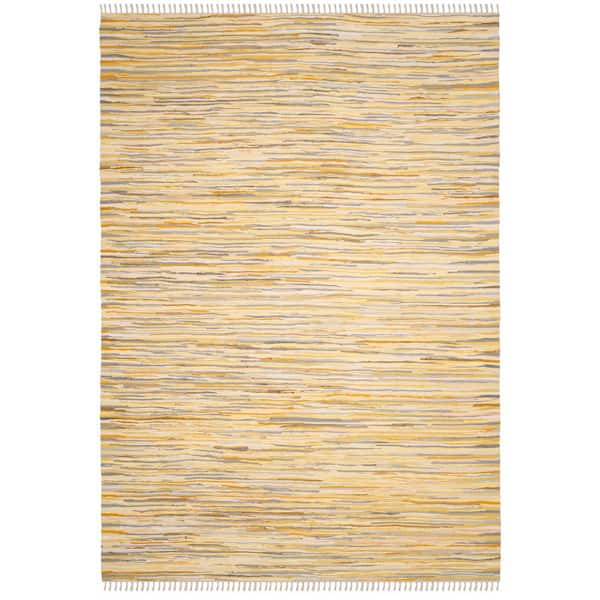 SAFAVIEH Rag Rug Gold/Multi 5 ft. x 8 ft. Fleck Striped Area Rug