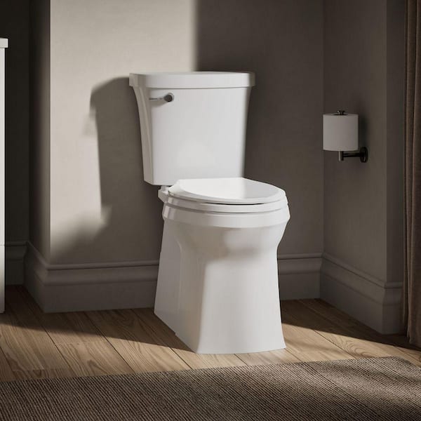 Valiant 12 in. Rough In 2-Piece 1.28 GPF Single Flush Elongated Toilet in White Seat Included