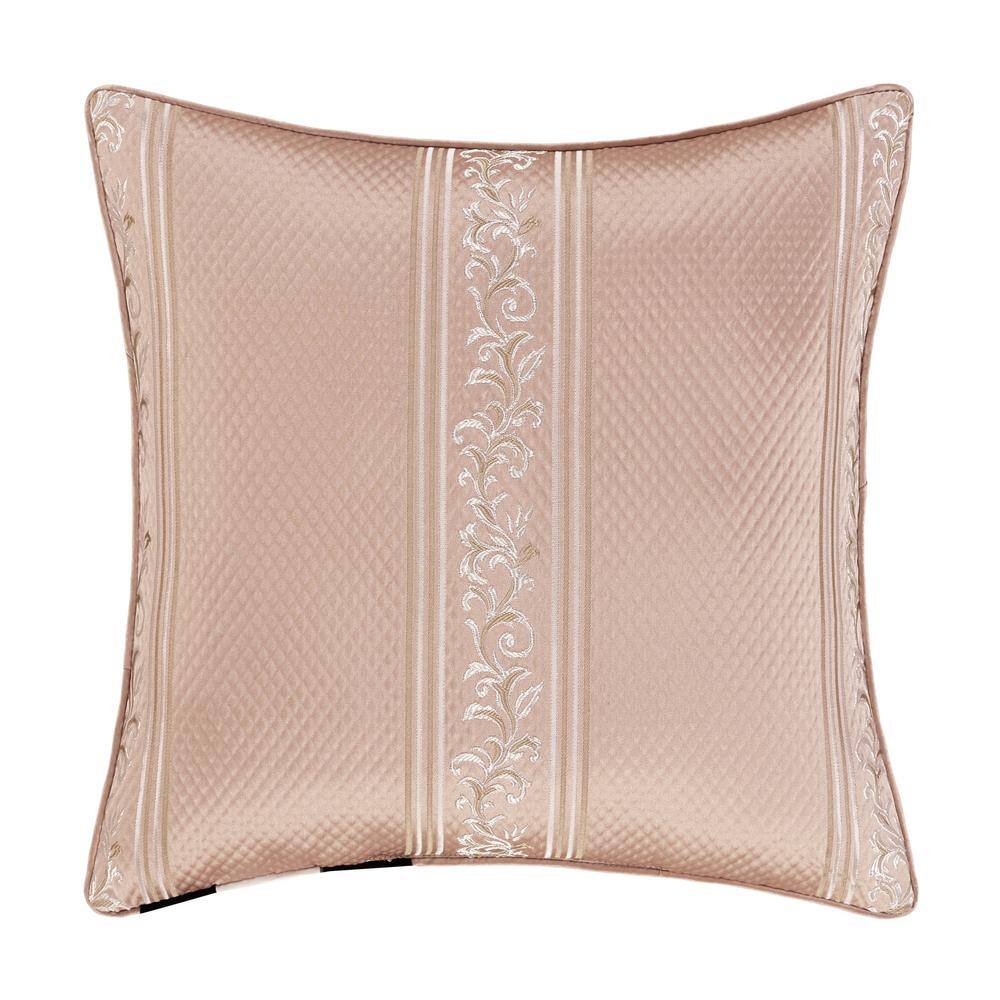 Rosalita Blush and Gold Damask Square Throw Pillow