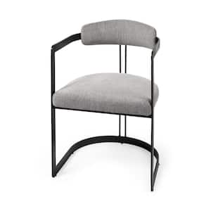 Curvy Black And Gray Upholstered Arm Chair