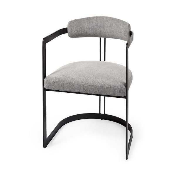 HomeRoots Curvy Black And Gray Upholstered Arm Chair