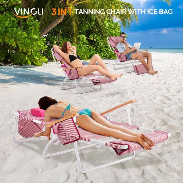 Karl home Pink Aluminum Folding Beach Chair (Set of 1) K1G56001243