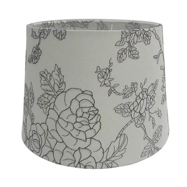 Adesso Mix And Match 8 In X 10 In X 7 In Accent Beige Flower Embroidered Hardback Drum Table Shade He8107ef48 The Home Depot