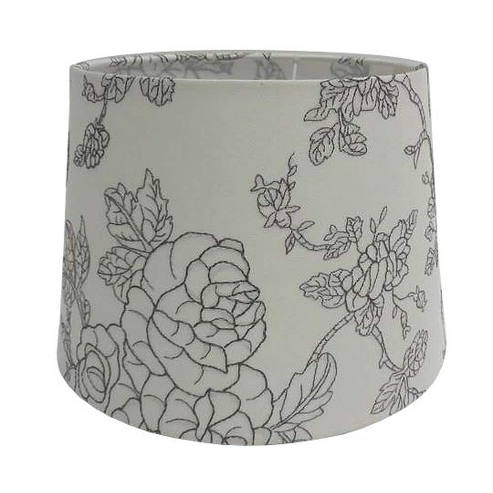 Mix & Match 11 in. x 13 in. x 9 in. Flower Embroidered Hardback Drum Shade