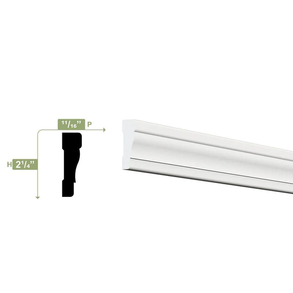White PVC Colonial Casing Moulding 2-1/4" x 96"