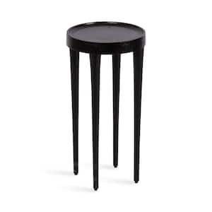 Rava 10 in. Black Round Metal End Table