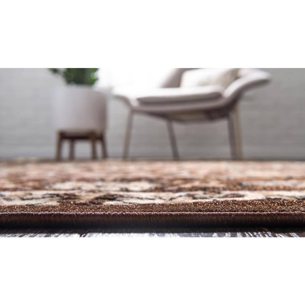 Brown Floral Rectangular Synthetic 7' x 10' Rug