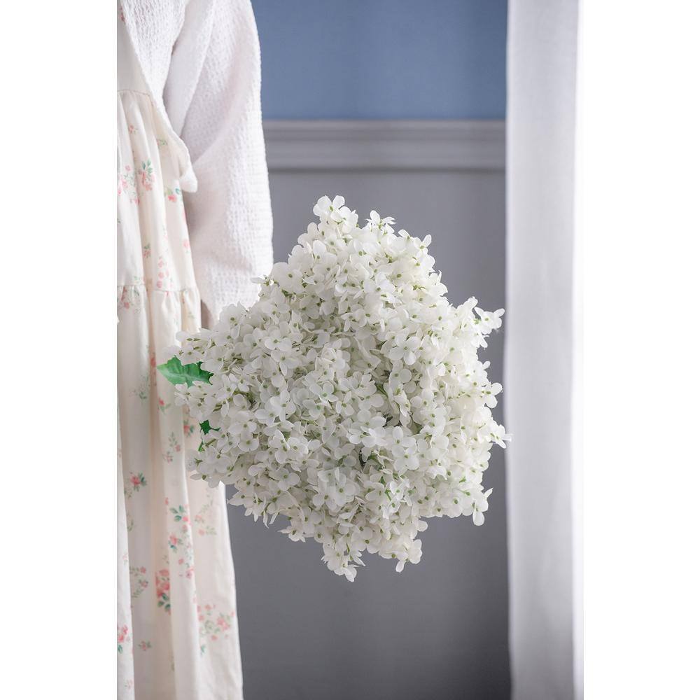 White Faux Hydrangea Tabletop Topiary Set
