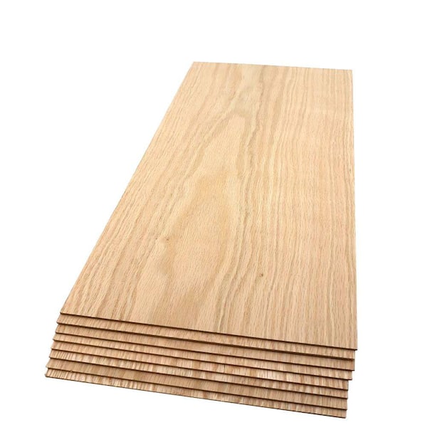Swaner Hardwood 1/8 in. x 6-1/2 in. x 1 ft. 3 in. Red Oak S4S Hardwood Hobby Board (8-Pack)