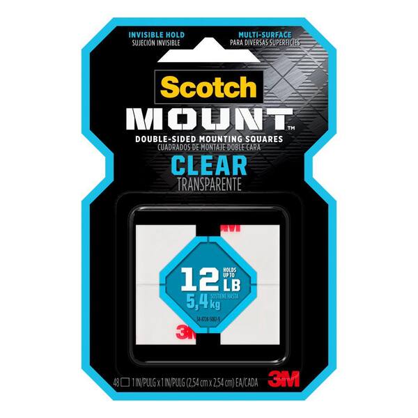 3M 1 in. x 1 in. (2.54 cm x 2.54 cm) Clear Double Sided Mounting Tape Squares