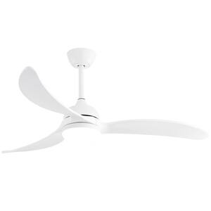 52 in. LED Indoor/Outdoor Smart Downrod White Ceiling Fan Wood Blades with Light and 6-Speed Remote