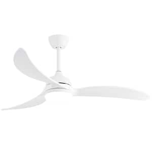 52 in. LED Indoor/Outdoor Dimmable White Solid Wood Blade Ceiling Fan with 6-Speed Remote