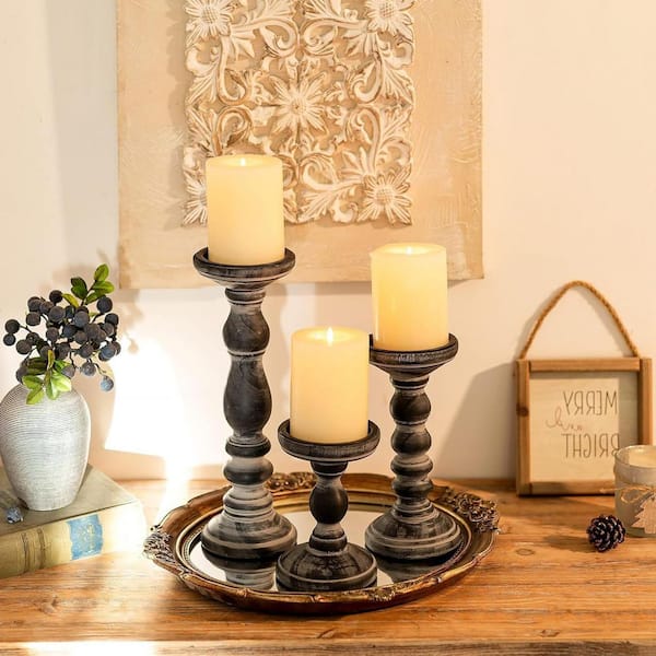 DANYA B Nara Antique Multi-Colored Brass and Vintage Wood Taper