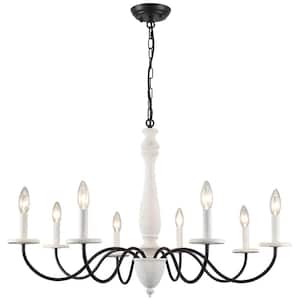Kinzah 8 Light Black/Antique White Classic/Traditional Candle Style Chandelier for Living Room Dining Room Bedroom