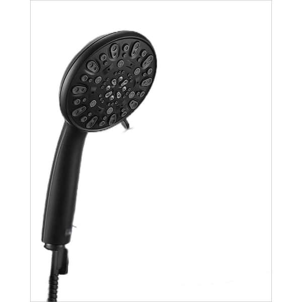 Unbranded High Pressure Handheld Shower Head 7-Spray Wall Mount Handheld Shower Head 2.5 GPM in ‎‎Matte Black.