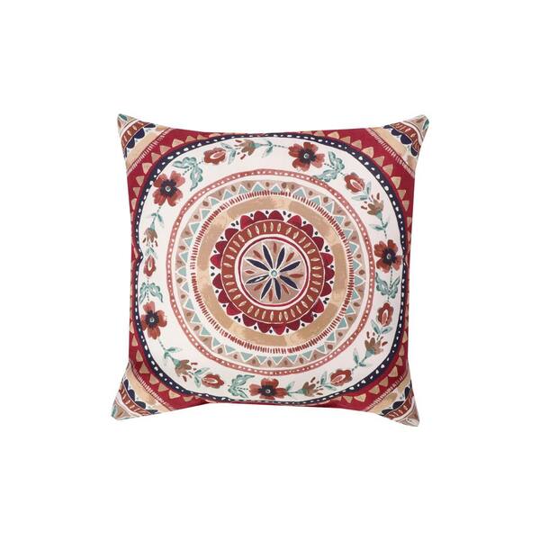 Hampton Bay Boho Medallion Chili Toffee Square Outdoor Throw Pillow 7680 04611811 - Home Depot Patio Accent Pillows