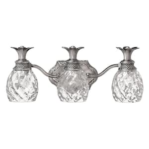 Plantation 21 in. 3 Light Polished Antique Nickel Vanity Light