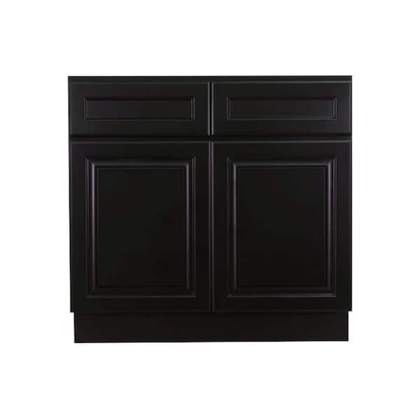 LIFEART CABINETRY LaPort Assembled 36 in. x 34.5 in. x 24 in. Sink Base Cabinet with 2 Doors and 1 Dummy Drawer Face in Dark Espresso