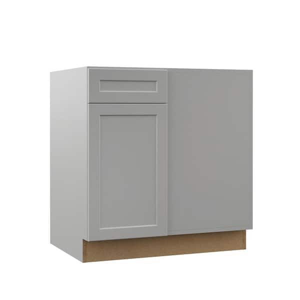 Hampton Bay Designer Series Melvern Assembled 33x34.5x23.75 in. Pots and Pans Drawer Base Kitchen Cabinet in White