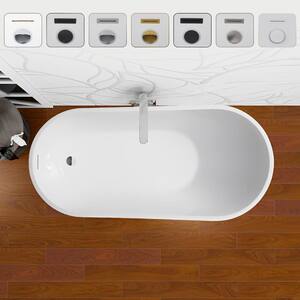 Bourges 55 in. Acrylic Flatbottom Bathtub in White/Integrated Overflow