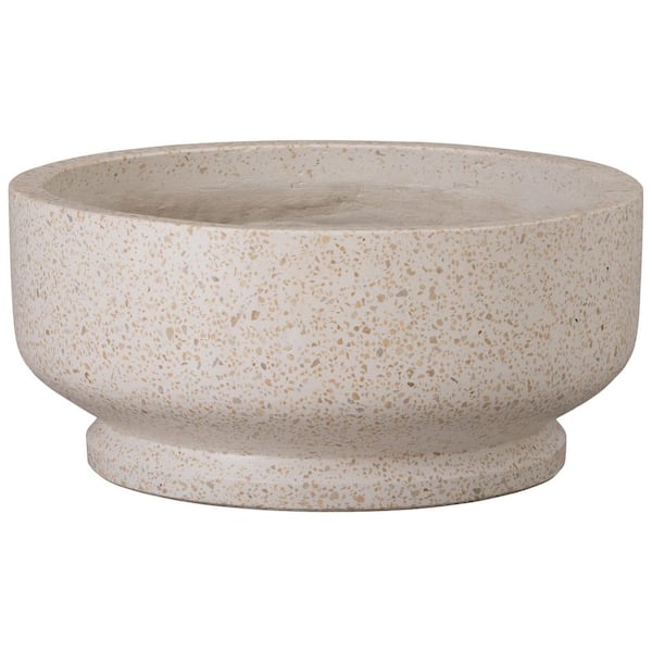 20 in. White, Yellow Terrazzo Round Planter (20 in. L x 20 in. W x 9.5 in. H)