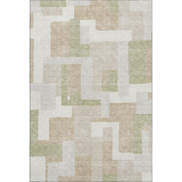 Addison Rugs Mayfield Premium Machine Washable Abstract AMF955 Beige 3 ft. x 5 ft. Area Rug