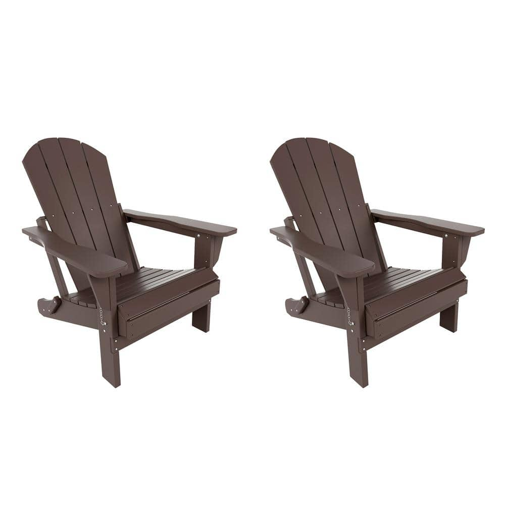 Laguna 2-Pack Fade Resistant Outdoor Patio HDPE Poly Plastic Classic Folding Adirondack Chairs in Dark Brown -  WESTIN OUTDOOR, 2001311-2