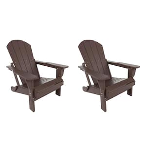 Laguna 2-Pack Fade Resistant Outdoor Patio HDPE Poly Plastic Classic Folding Adirondack Chairs in Dark Brown