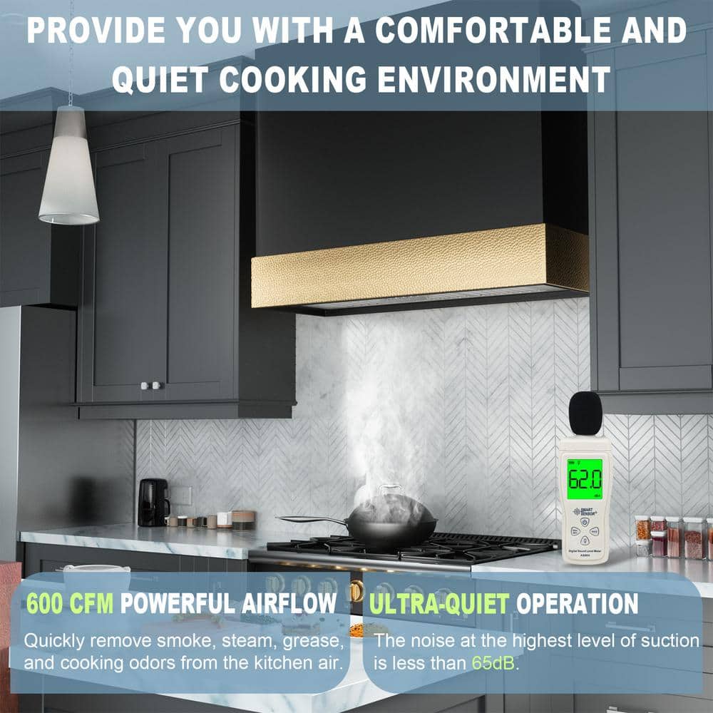36-Inch White and Copper Wall Mounted Range Hood