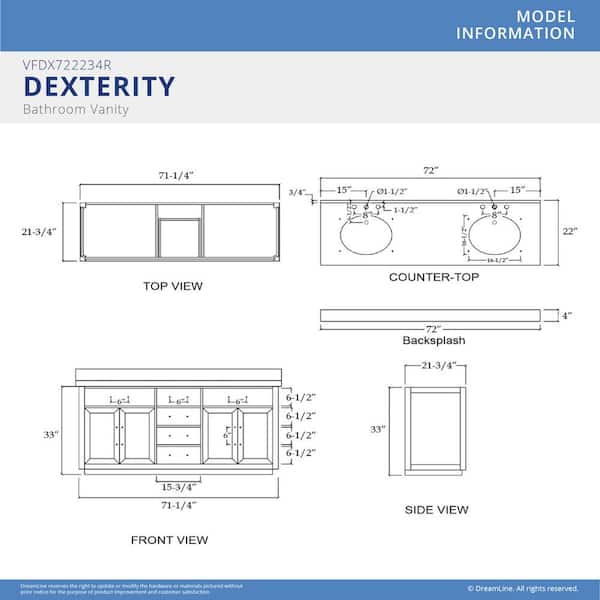 Dexterity 72 in. W x 22 in. D x 34 in . H Oak Vanity with Oval Undermount Sinks - Light Oak with White Top