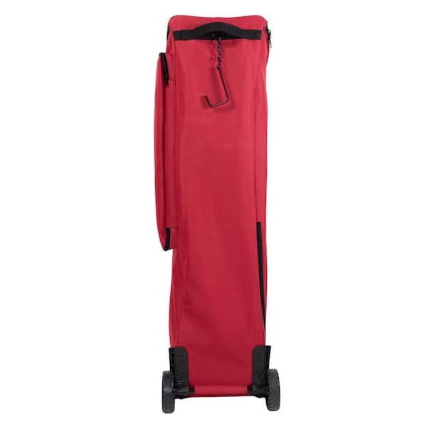 40 in. Tall Red Rolling Holiday Wrapping Paper Storage Bag with Gift Wrap Accessory Pocket