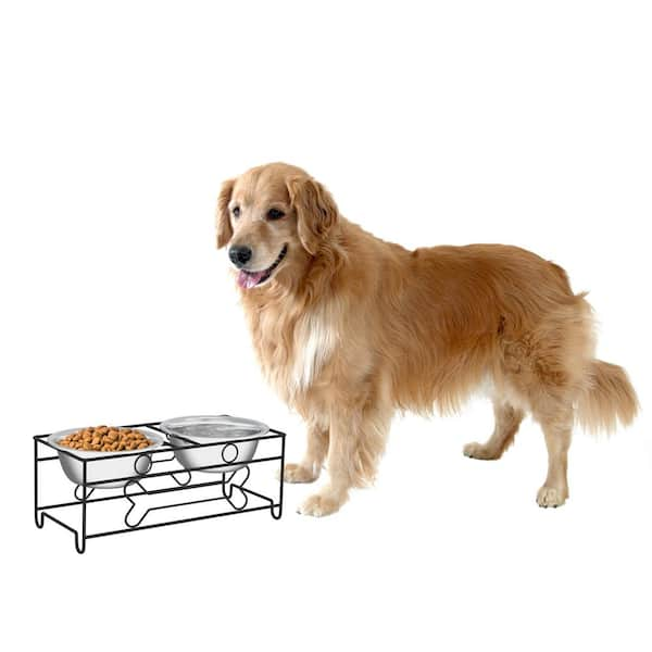 Pet Feeder Stainless Steel Food and Water Bowl with Wire Stand